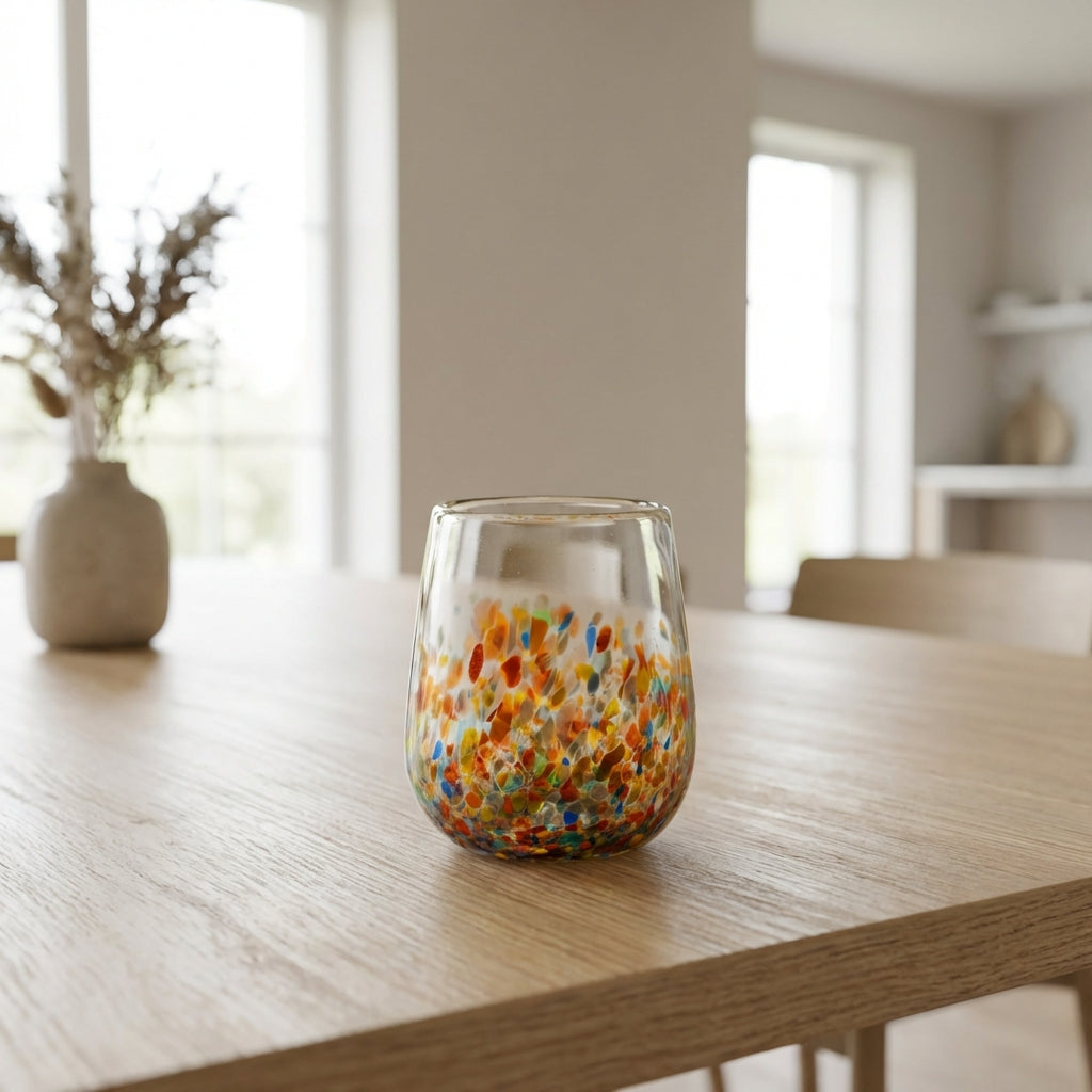 Recycled Glass Stemless Wine Glasses — Set of 2